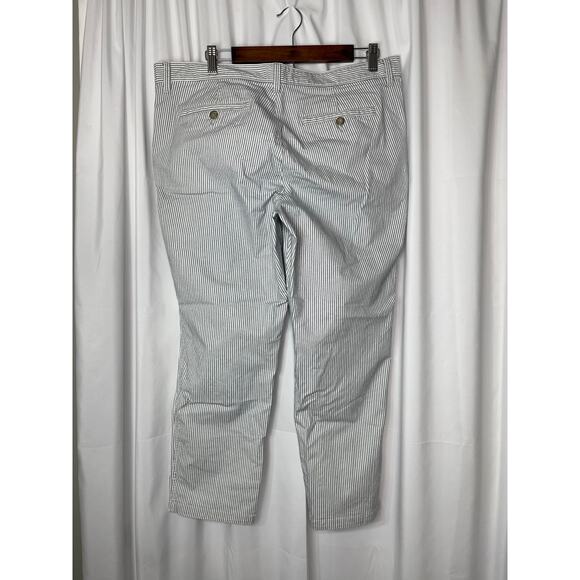 GAP chinos pants trousers women's 14 white blue seersucker look girlfriend - Picture 6 of 14